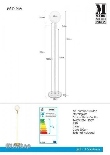 Торшер Markslojd 106867 MINNA (94572)