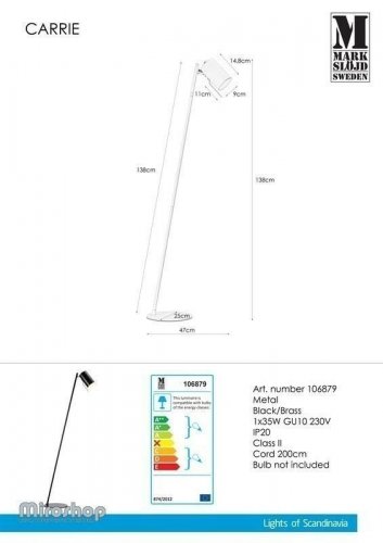 Торшер Markslojd 106879 CARRIE (94575)