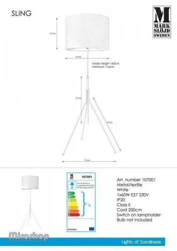 Торшер Markslojd 107001 SLING (97006)