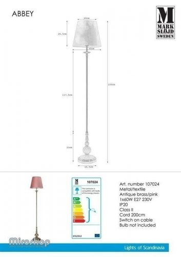 Торшер Markslojd 107024 ABBEY (96991)