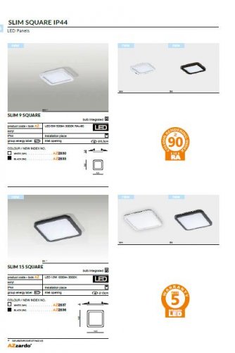 Потолочный  светильник  Azzardo  AZ2837  Slim  15  Square  3000K  IP44  (white)