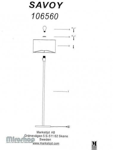 Торшер Markslojd 106560 SAVOY (94566)