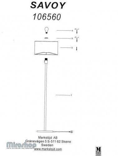 Торшер Markslojd 106559 SAVOY (94565)
