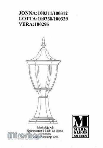 Парковий світильник Markslojd 100295 VERA (47195) 