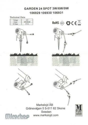Парковий світильник Markslojd 106930 GARDEN (18117) 