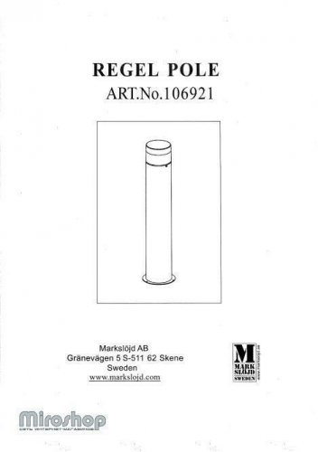 Парковий світильник Markslojd 106921 REGAL (94561) 