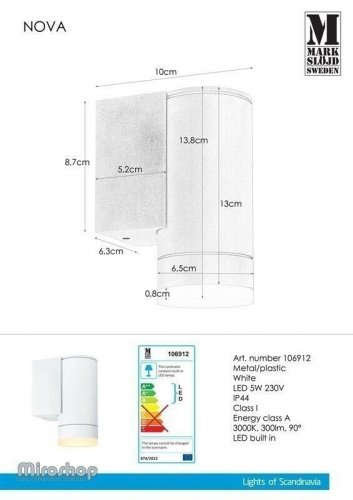 Настінний світильник Markslojd 106912 NOVA (94554)