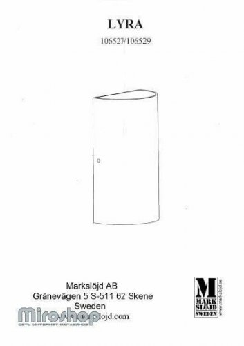 Вуличний світильник Markslojd 106527 LYRA (94544)