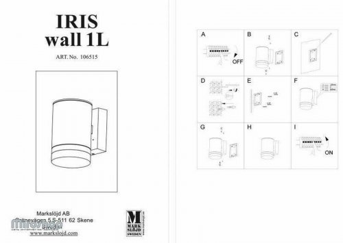 Вуличний світильник Markslojd 106515 IRIS (94534)