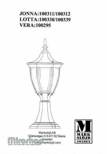 Парковий світильник Markslojd 100311 JONNA (47097)