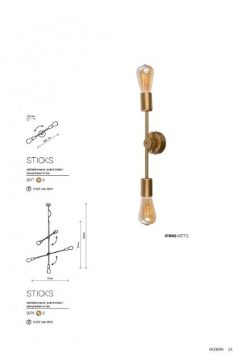 Настінний світильник Nowodvorski 9077 STICKS Gold (23470)