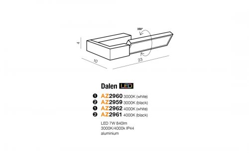 Настінний світильник Azzardo AZ2959 Dalen 3000K (black)