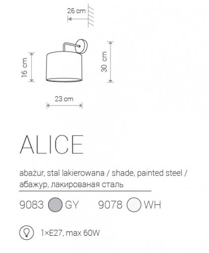 Настенный светильник Nowodvorski 9078 ALICE White (23925)