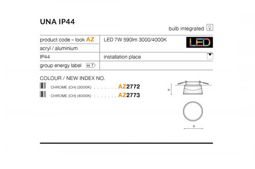 Стельовий світильник Azzardo AZ2772 Una 3000K (acryl)