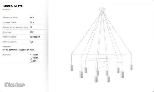 Люстра Nowodvorski 9678 IMBRIA White (93044)