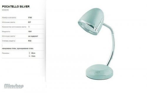 Настільна лампа Nowodvorski 5795 POCATELLO Silver (73325)