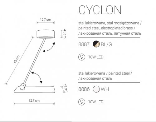 Настільна лампа Nowodvorski 8887 CYCLON LED Black-Gold