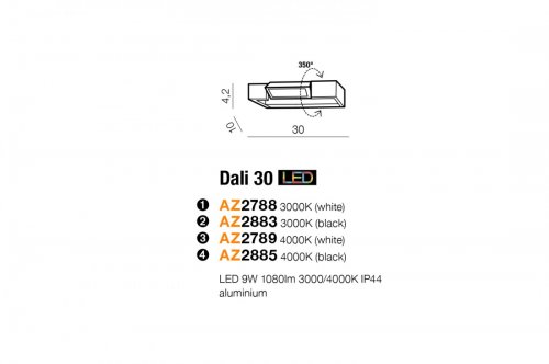 Настінний світильник Azzardo AZ2885 Dali 30 4000K (black)