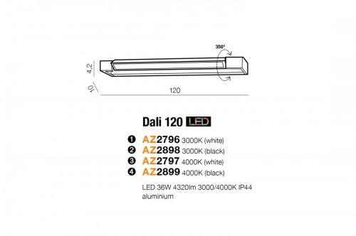 Настінний світильник Azzardo AZ2899 Dali 120 4000K (black) 