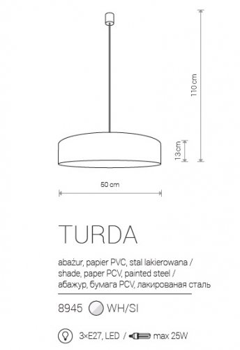 Підвісний світильник Nowodvorski 8945 TURDA White (23973)