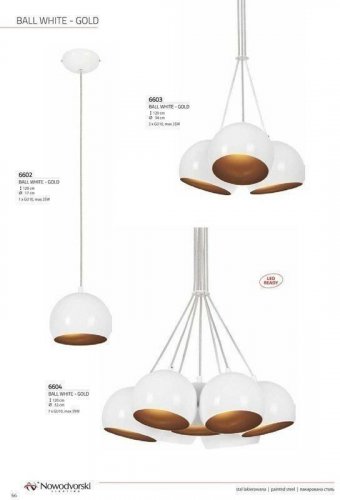 Підвісний світильник Nowodvorski 6604 BALL White-Gold (78546) 