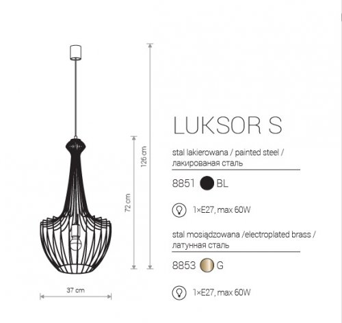 Підвісний світильник Nowodvorski 8853 LUKSOR Gold S