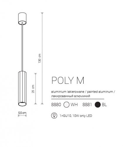 Підвісний світильник Nowodvorski 8881 POLY Black M (23488)