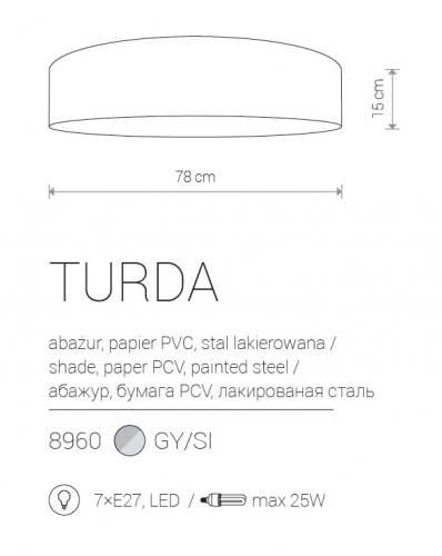 Потолочный светильник Nowodvorski 8960 TURDA GRAY (23924)
