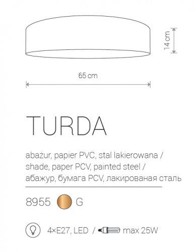 Потолочный  светильник  Nowodvorski  8955  TURDA  Gold  (23356)