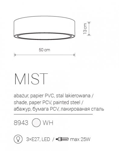 Потолочный светильник Nowodvorski 8943 MIST (23493)