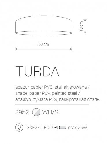 Стельовий світильник Nowodvorski 8952 TURDA White