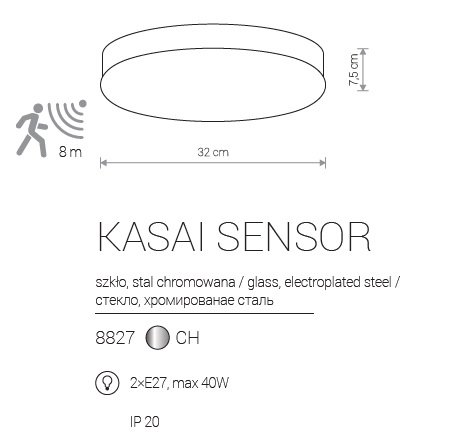 Стельовий світильник Nowodvorski 8827 KASAI Chrome SENSOR