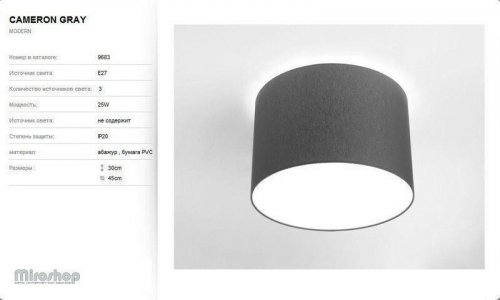 Потолочный светильник Nowodvorski 9683 CAMERON GRAY (93048)