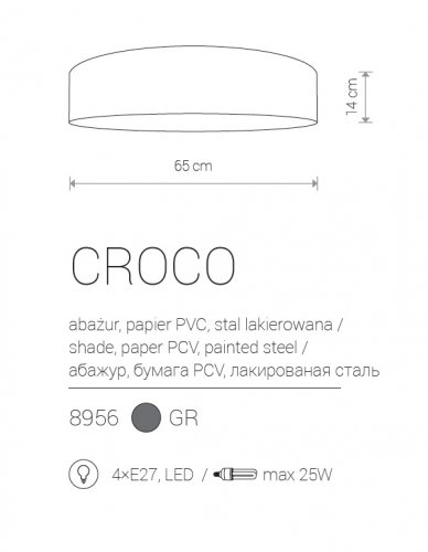 Стельовий світильник Nowodvorski 8956 CROCO GRAY (23461)