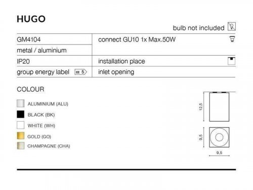 Світильник точковий Azzardo AZ0826 Hugo (black) (GM4104-BK) (76072) 