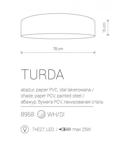 Потолочный светильник Nowodvorski 8958 TURDA White (23419)