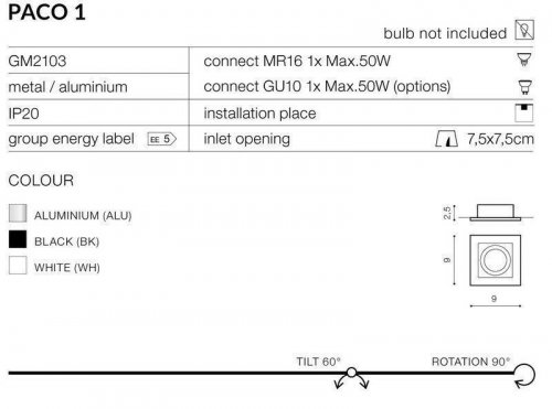 Світильник точковий Azzardo AZ0795 Paco 1 (aluminium) (GM2103-ALU) (76111) 