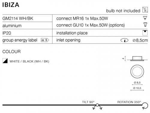 Точковий світильник Azzardo AZ2803 Ibiza (white/white)