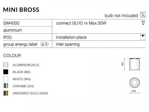Світильник точковий Azzardo AZ1711 Mini Bross (white) (GM4000-WH) (23712)