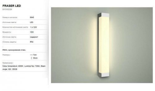 Настінний світильник Nowodvorski 6945 FRASER L (84891) 