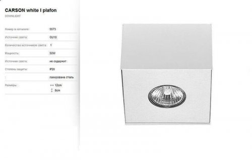 Світильник точковий Nowodvorski 5573 CARSON White (66775)