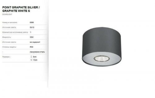 Точковий світильник Nowodvorski 6006 POINT Graphite Silver/Graphite White S (78640)