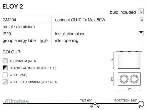 Светильник точечный Azzardo AZ1354 Eloy 2 (white/aluminium) (GM4204-WH-ALU) (15303)