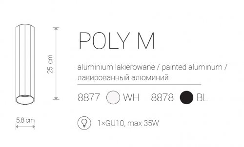 Точковий світильник Nowodvorski 8878 POLY Black M (23377)