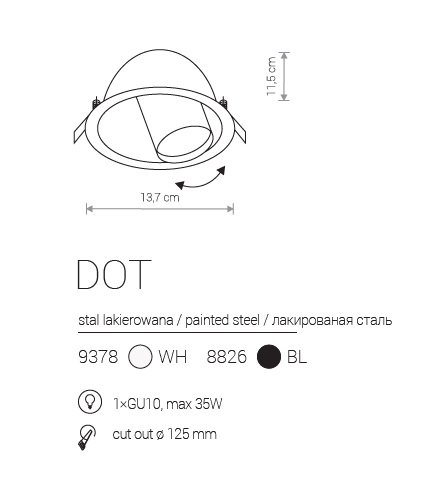 Точковий світильник Nowodvorski 8826 DOT Black (23885) 