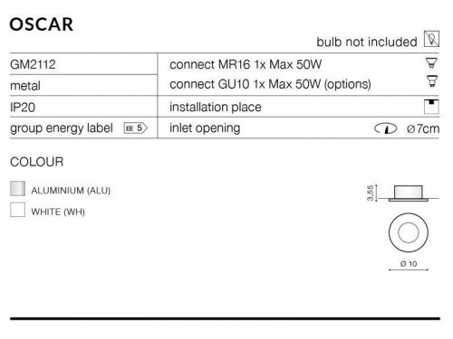 Светильник точечный Azzardo AZ1714 Oscar IP44 (white) (GM2117-WH)