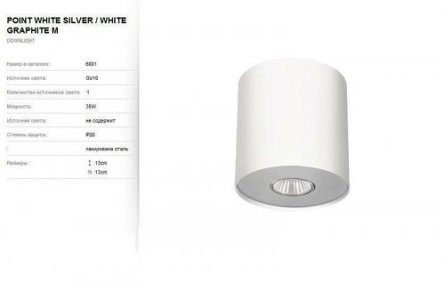 Точковий світильник Nowodvorski 6001 POINT White Silver/White Graphite M (78635)