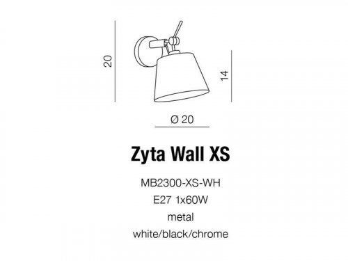 Бра  Azzardo  AZ1533  Zyta  Wall  XS  (white)  (MB2300-XS-WH)  (16024)