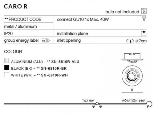Світильник точковий Azzardo AZ2430 Caro R (white) (SN-6810R-WH) (17168)