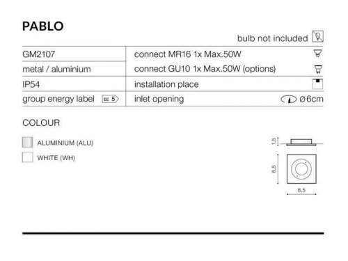 Світильник точковий Azzardo AZ0817 Pablo (white) (GM2107-WH) (76110)